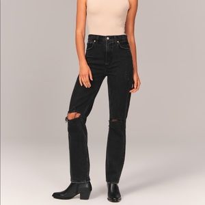 Abercrombie Ultra High Rise 90s Black Straight Jean